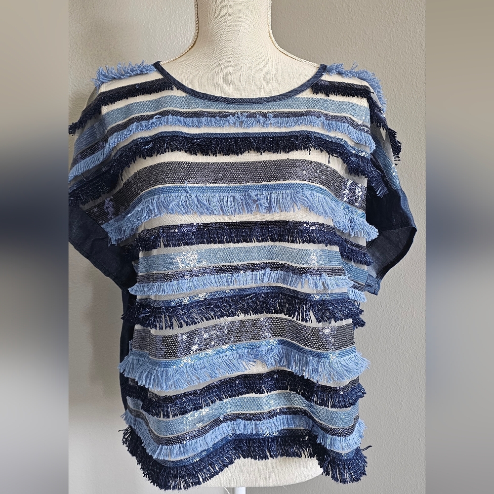 Vineyard Vines Blue Fringe Striped Tee